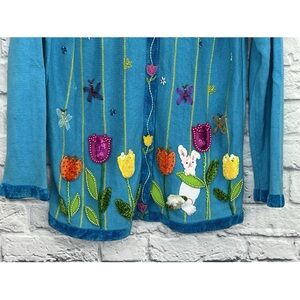 QUACKER FACTORY MULTI COLOR FLORAL PRINT LONG SLEEVE CARDIGAN SWEATER SIZE M